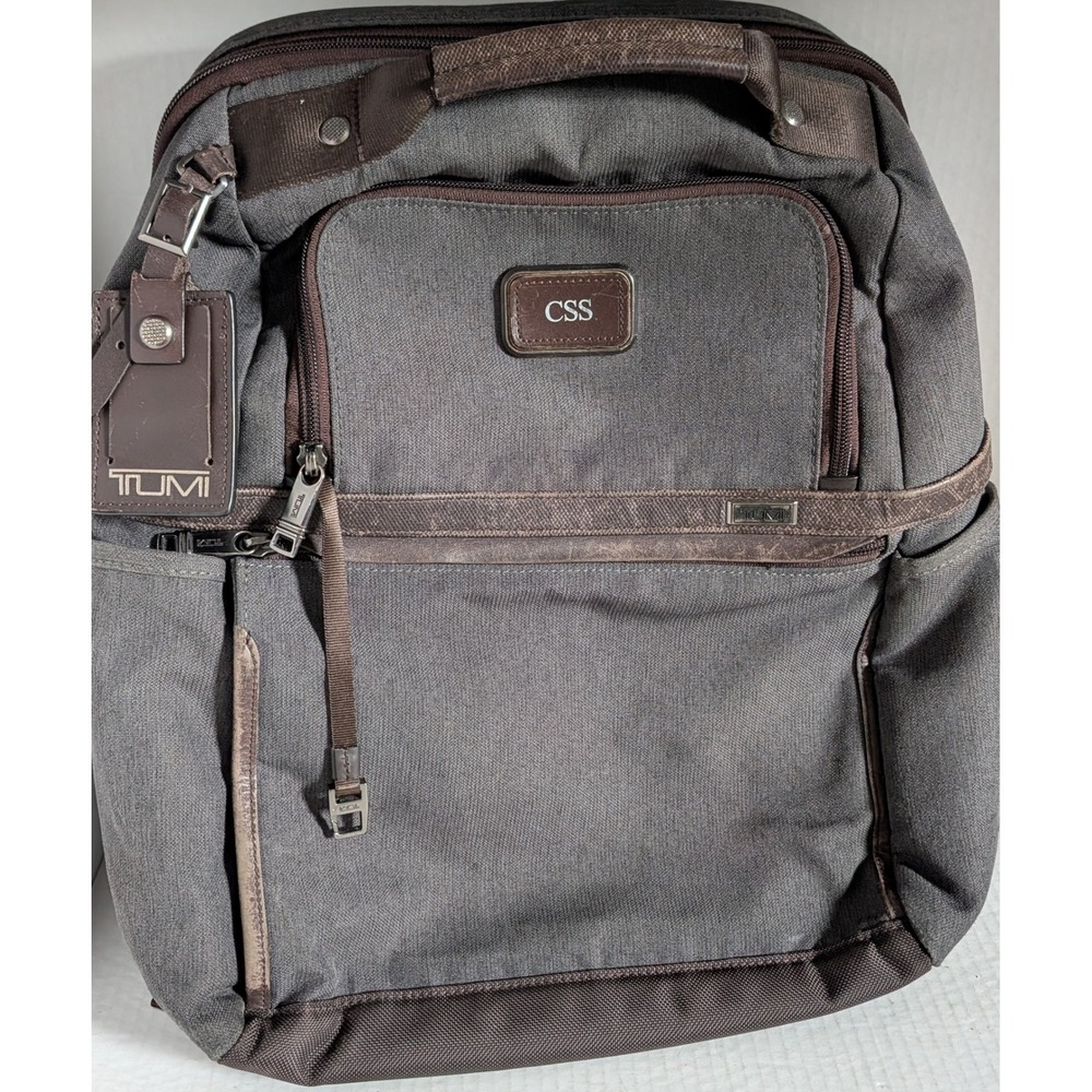 TUMI Alpha 3 Slim Solutions Brief Pack Backpack Anthracite Gray/Brown